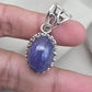 Natural Tanzanite Cabochon Pendant 925 Sterling Silver Handmade Blue Violet Gemstone Jewelry Gift