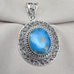 American Turquoise Silver Pendant 925 Sterling Silver Oval Cabochon Handmade Gemstone Jewelry