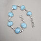 Natural Larimar Handmade  Bracelet : 925 Sterling Silver Blue Gemstone Adjustable Bracelet