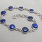 Lapis Lazuli Heart Link Bracelet 925 Sterling Silver Faceted Gemstone Handmade Gemstone Jewelry