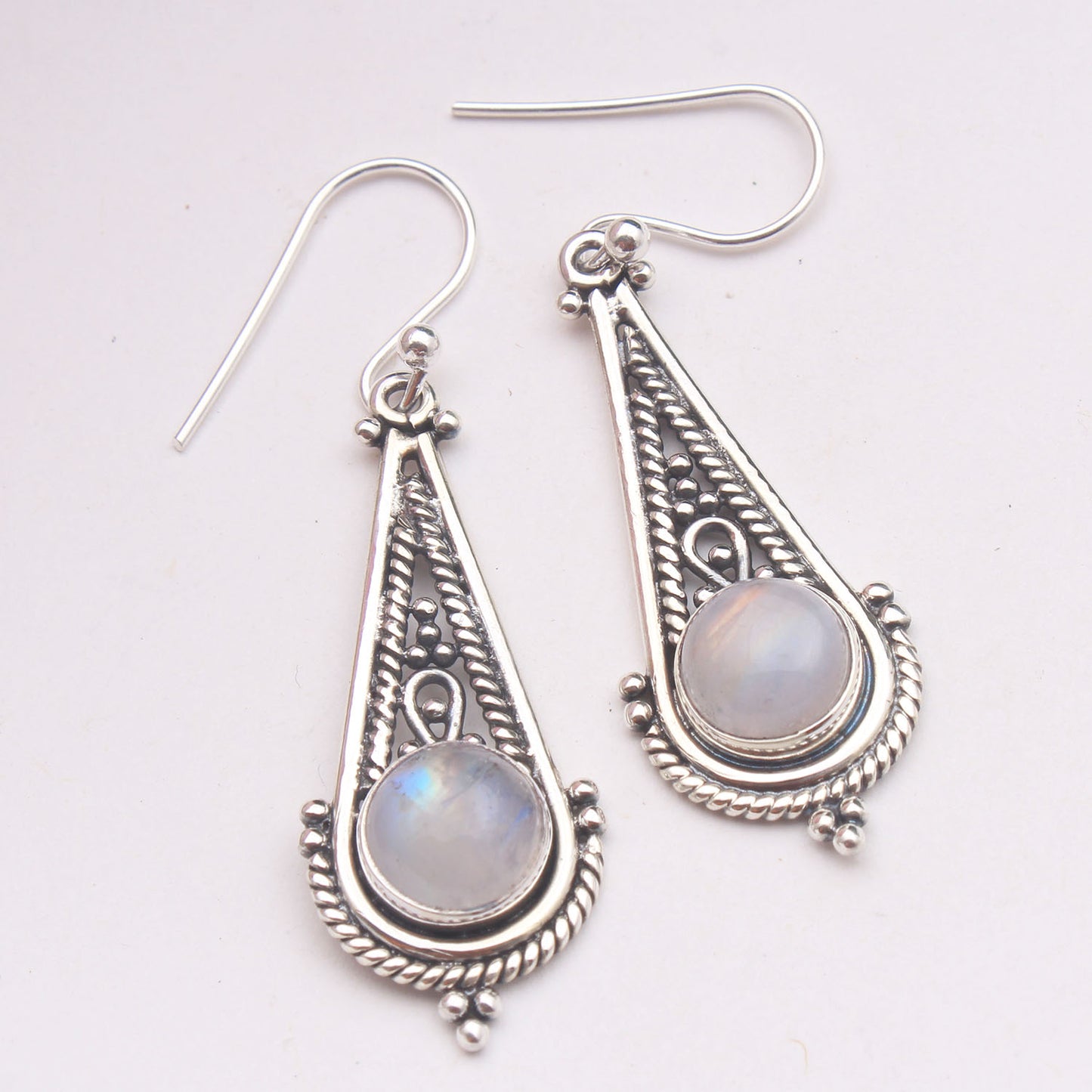 NATURAL RAINBOW MOONSTONE GEMSTONE 925 SOLID STERLING SILVER PENDANT