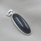 925 Sterling Silver Black Onyx Pendant, Long Oval Cabochon Gemstone Necklace