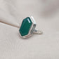 Green Onyx Hexagon Ring: 925 Sterling Silver, Handmade Jewelry