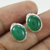 925 SOLID STERLING SILVER NATURAL GREEN ONYX GEMSTONE STUD EARRING