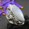 925 SOLID STERLING SILVER NATURAL RAINBOW MOONSTONE GEMSTONES HANDMADE RING, ALL SIZES AVAILABLE