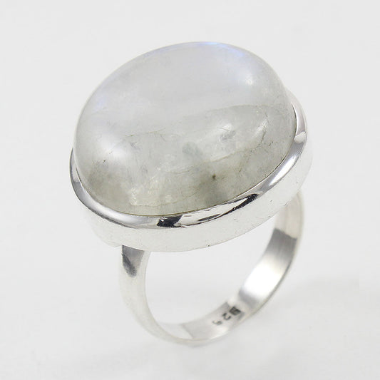 925 SOLID STERLING SILVER NATURAL RAINBOW MOONSTONE GEMSTONES HANDMADE RING, ALL SIZES AVAILABLE