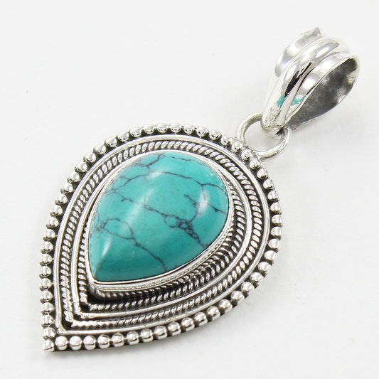 NATURAL TIBETAN TUTQUOISE GEMSTONE 925 SOLID STERLING SILVER PENDANT