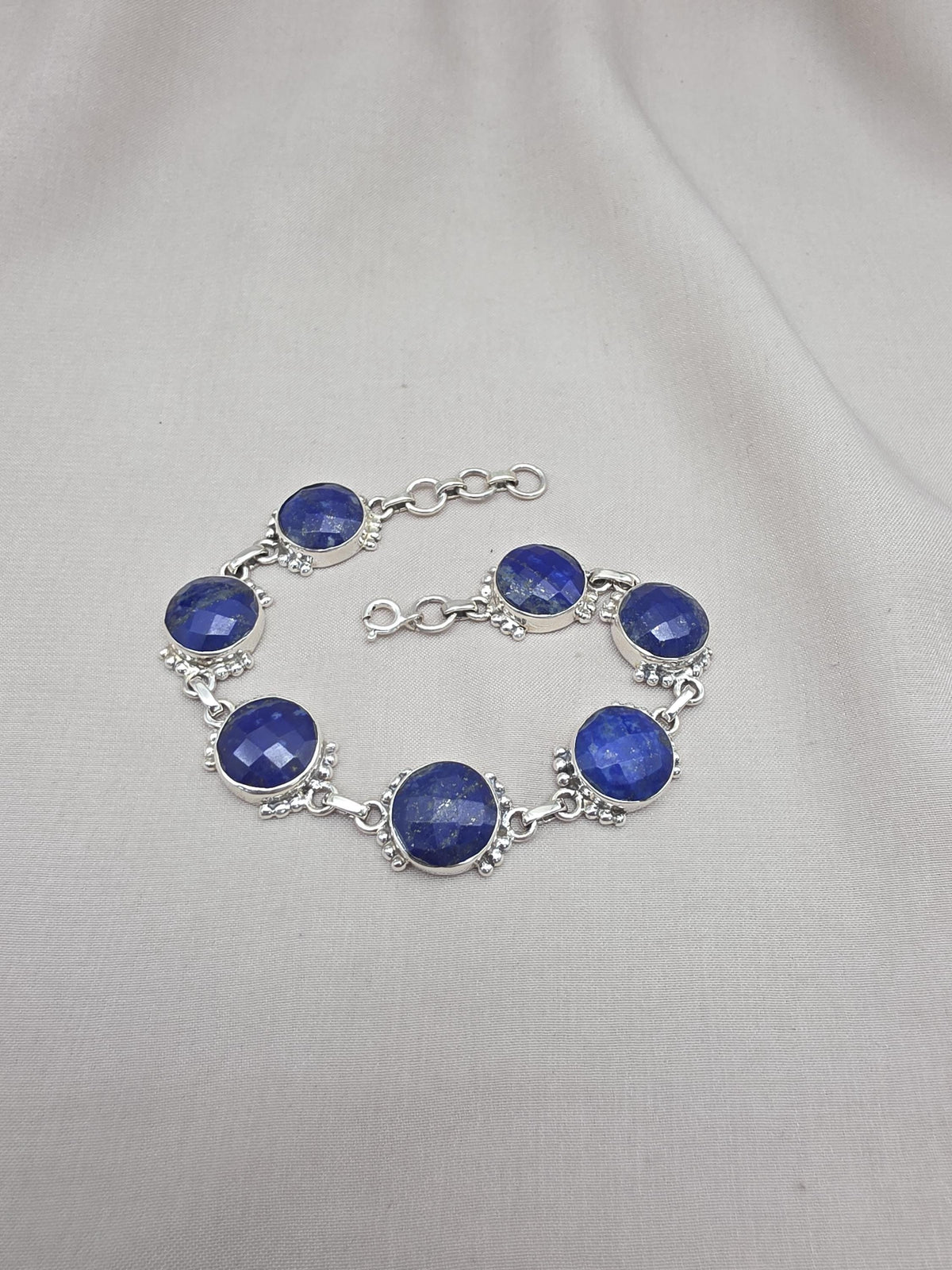 925 Sterling Silver Lapis Lazuli Bracelet Blue Gemstone Jewelry Statement Bracelet Gift for Her