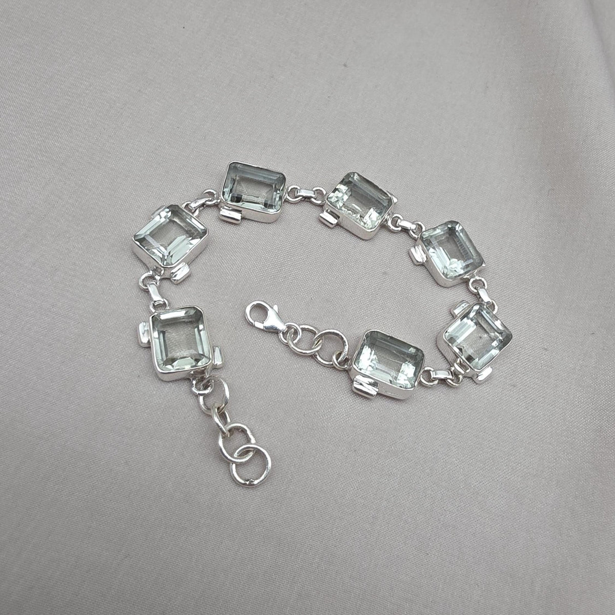 925 Sterling Silver Green Amethyst Bracelet Elegant Minimal Jewelry Gift for Her
