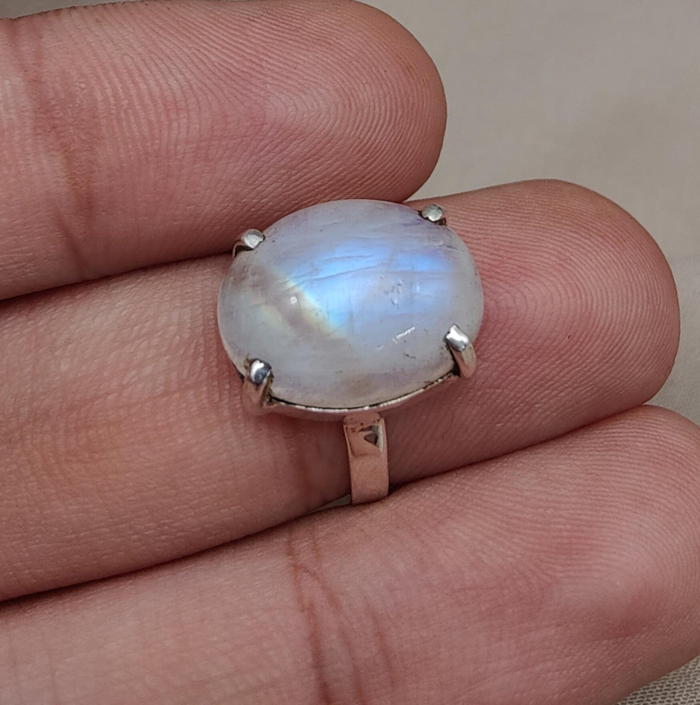 Rainbow Moonstone Ring: 925 Sterling Silver, Handmade Boho Jewelry june birthstone