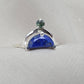 Lapis Lazuli Ring 925 Sterling Silver Dual Stone Moss Agate Statement Ring