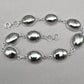 925 Sterling Silver Pyrite Bracelet Minimal Oval Link Handmade Jewelry