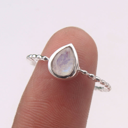 925 SOLID STERLING SILVER NATURAL RAINBOW MOONSTONE GEMSTONES HANDMADE RING, ALL SIZES AVAILABLE
