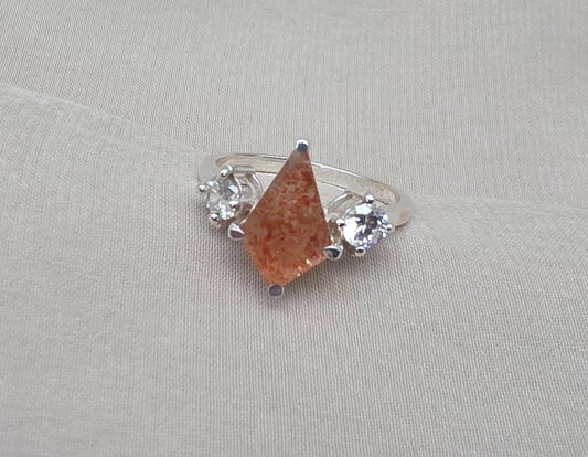 925 SOLID STERLING SILVER NATURAL SUNSTONE GEMSTONE HANDMADE RING, CRYSTAL WEDDING RING ALL SIZES AVAILABLE