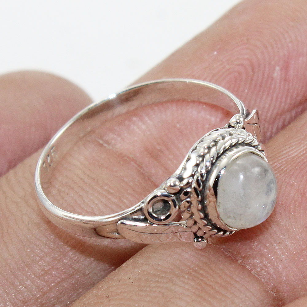 925 SOLID STERLING SILVER NATURAL RAINBOW MOONSTONE GEMSTONES HANDMADE RING, ALL SIZES AVAILABLE