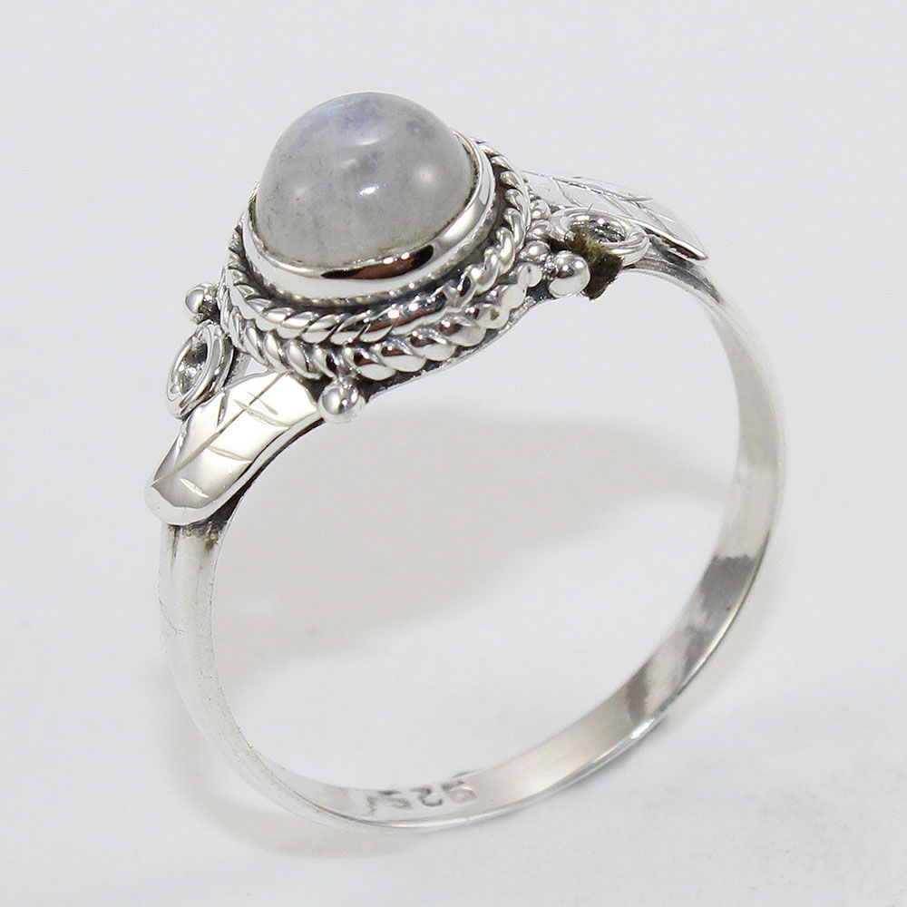 925 SOLID STERLING SILVER NATURAL RAINBOW MOONSTONE GEMSTONES HANDMADE RING, ALL SIZES AVAILABLE