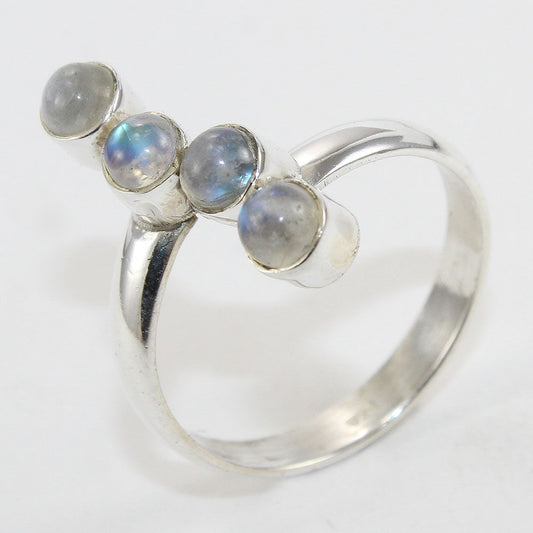 925 SOLID STERLING SILVER NATURAL RAINBOW MOONSTONE GEMSTONES HANDMADE RING, ALL SIZES AVAILABLE