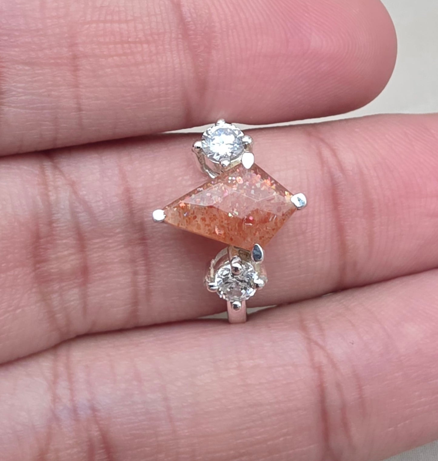 925 SOLID STERLING SILVER NATURAL SUNSTONE GEMSTONE HANDMADE RING, CRYSTAL WEDDING RING ALL SIZES AVAILABLE