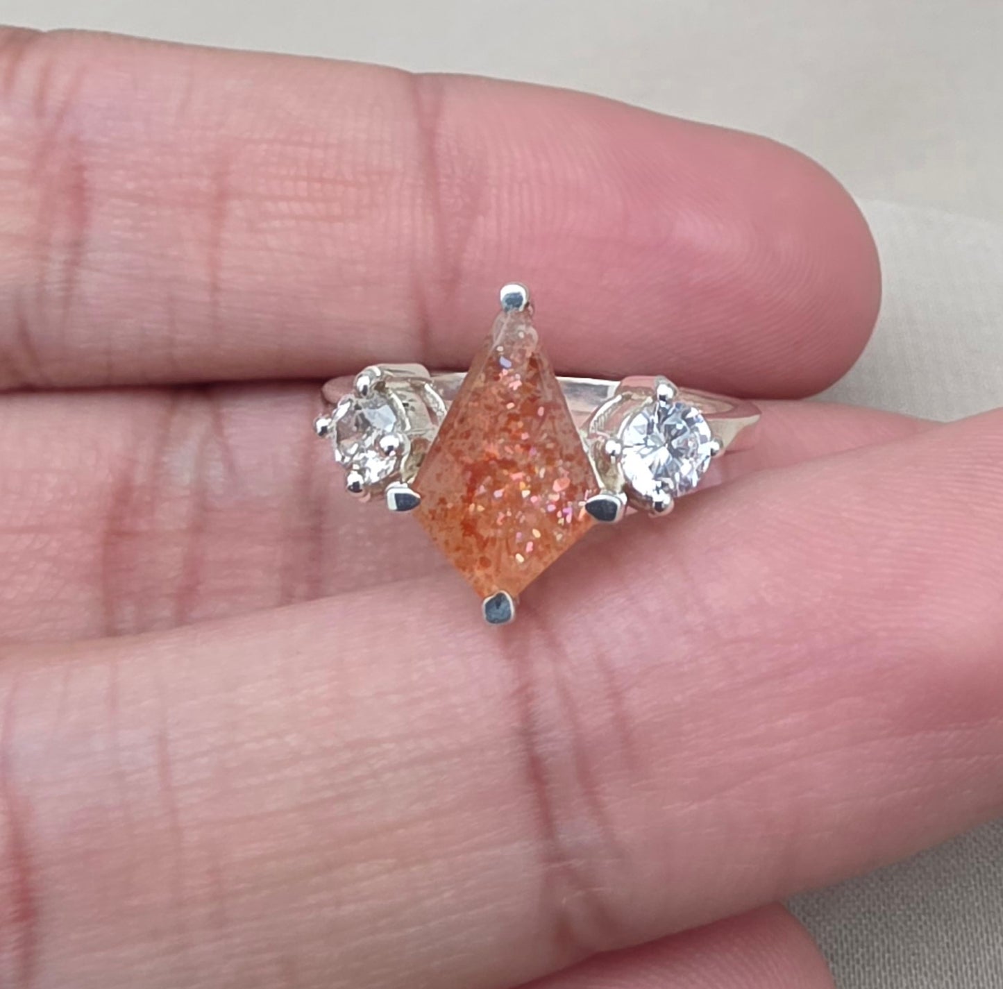 925 SOLID STERLING SILVER NATURAL SUNSTONE GEMSTONE HANDMADE RING, CRYSTAL WEDDING RING ALL SIZES AVAILABLE