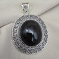 925 Sterling Silver Natural Black Onyx Silver Pendant Oval Cabochon Handmade Gemstone Jewelry