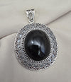 925 Sterling Silver Natural Black Onyx Silver Pendant Oval Cabochon Handmade Gemstone Jewelry