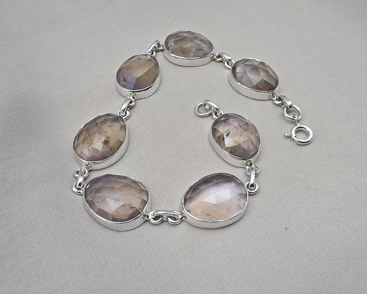 925 Sterling Silver Ametrine Bracelet Natural Faceted Gemstone Jewelry Adjustable Bracelet