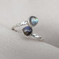 Labradorite Heart Sterling Silver Ring: Adjustable Boho Jewelry