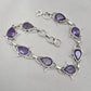 925 Sterling Silver Amethyst Bracelet Pear Shape Purple Gemstone Link Bracelet Gift for Her