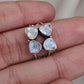 Rainbow Moonstone Floral Cluster Ring: Handmade 925 Sterling Silver