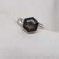 Smoky Quartz Hexagon Ring: 925 Sterling Silver Twisted Band