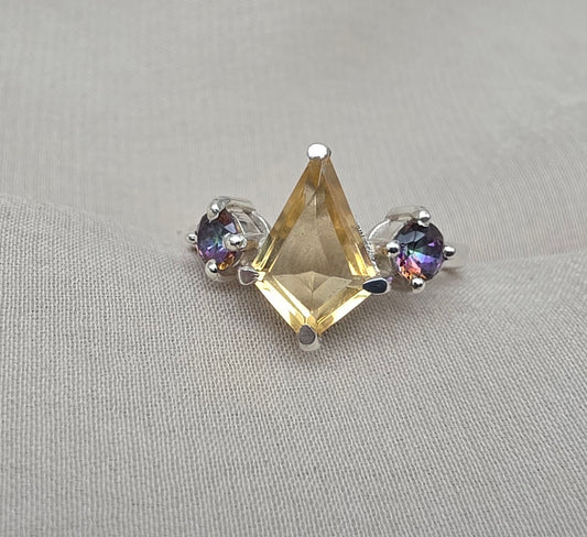 925 SOLID STERLING SILVER NATURAL CITRINE GEMSTONE HANDMADE RING, MYSTIC WEDDING RING ALL SIZES AVAILABLE