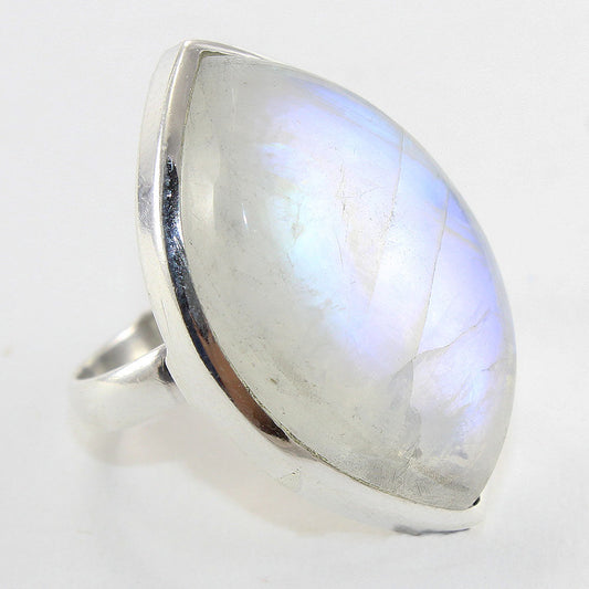 925 SOLID STERLING SILVER NATURAL RAINBOW MOONSTONE GEMSTONES HANDMADE RING, ALL SIZES AVAILABLE