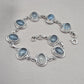 925 Sterling Silver Aqua Milky Gemstone Bracelet Natural Blue Cabochon Handmade Jewelry