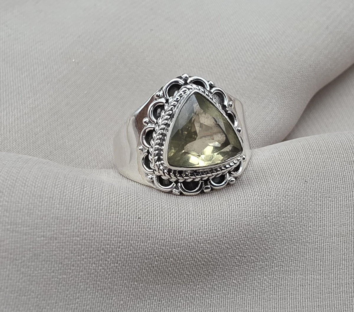 Lemon Quartz 925 Sterling Silver Ring: Handmade Boho Gemstone Jewelry