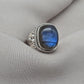 Blue Flash Labradorite 925 Sterling Silver Ring: Handmade Boho Gemstone Jewelry