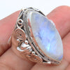 925 SOLID STERLING SILVER NATURAL RAINBOW MOONSTONE GEMSTONES HANDMADE RING, ALL SIZES AVAILABLE