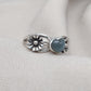 Aquamarine Heart Ring 925 Sterling Silver Floral Boho Ring