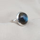Blue Flash Labradorite Ring: 925 Sterling Silver Boho Jewelry