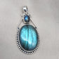 Labradorite Pendant: 925 Sterling Silver Blue Flash Boho Necklace
