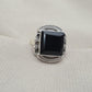 925 Sterling Silver Black Onyx Ring Natural Gemstone Square Cut Handmade Jewelry