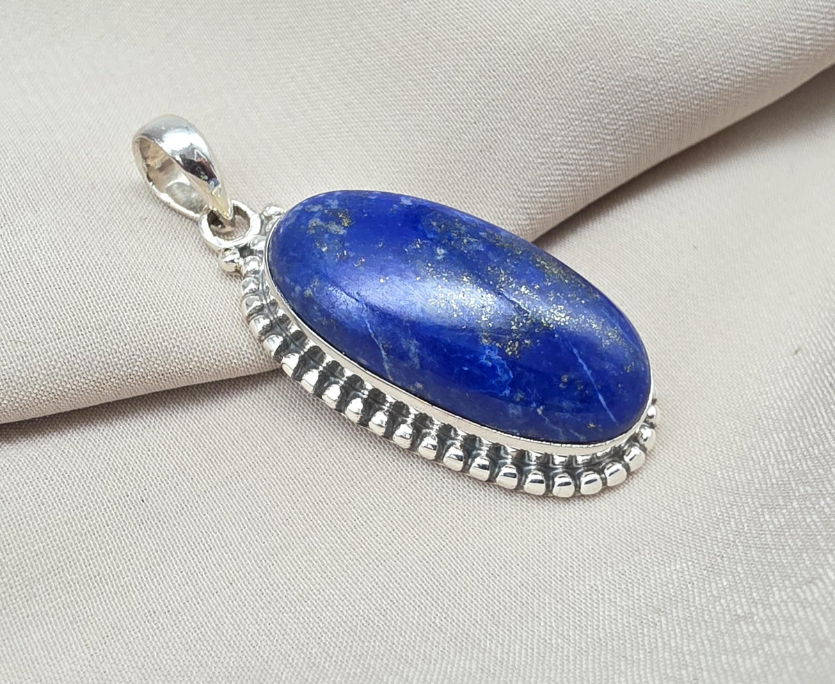 Lapis Lazuli Pendant 925 Sterling Silver September Birthstone Necklace Boho Jewelry Handmade Pendant
