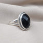 Black Onyx Ring: Faceted Oval Gemstone, 925 Sterling Silver, Boho Protection Jewelry