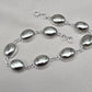 925 Sterling Silver Pyrite Bracelet Minimal Oval Link Handmade Jewelry