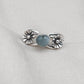 Aquamarine Heart Ring 925 Sterling Silver Floral Boho Ring