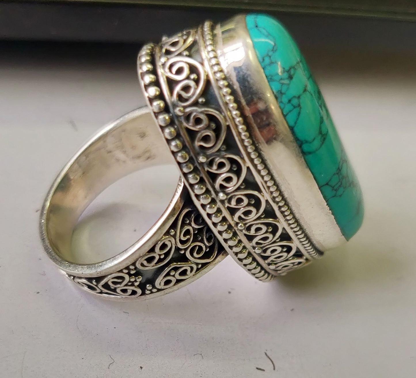 925 SOLID STERLING SILVER NATURAL TURQUOISE GEMSTONES HANDMADE RING, ALL SIZES AVAILABLE