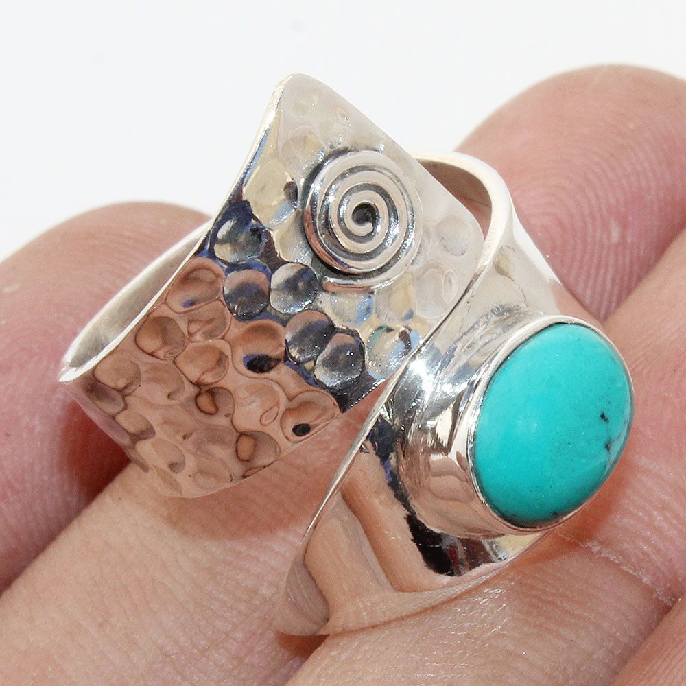 925 SOLID STERLING SILVER NATURAL TURQUOISE GEMSTONES HANDMADE RING, ALL SIZES AVAILABLE
