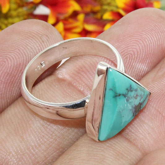 925 SOLID STERLING SILVER NATURAL TURQUOISE GEMSTONES HANDMADE RING, ALL SIZES AVAILABLE