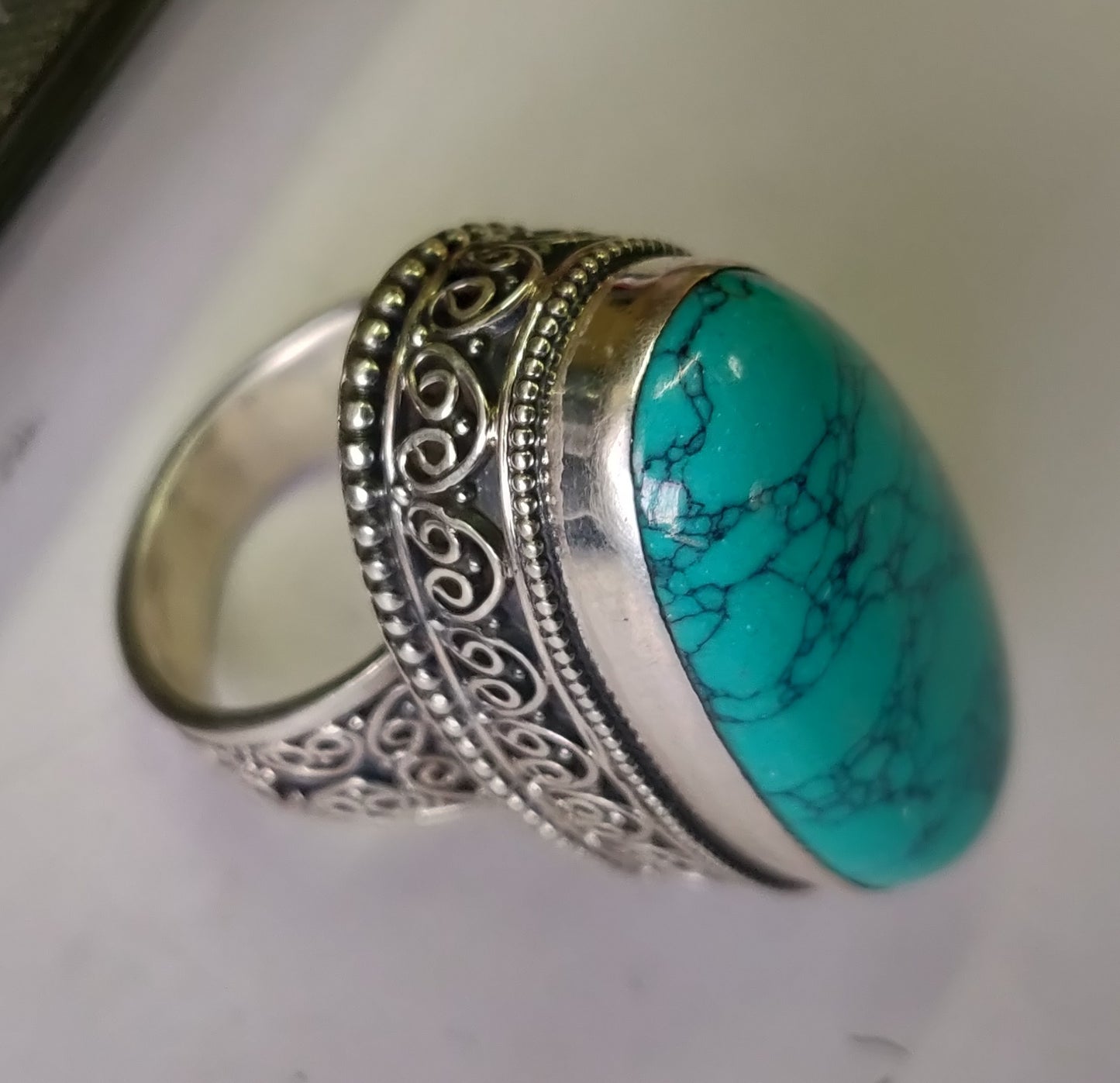 925 SOLID STERLING SILVER NATURAL TURQUOISE GEMSTONES HANDMADE RING, ALL SIZES AVAILABLE