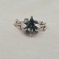 925 SOLID STERLING SILVER NATURAL MOSS AGATE GEMSTONE LEAF SILVER RING, ALL SIZES AVAILABLE