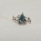 925 SOLID STERLING SILVER NATURAL MOSS AGATE GEMSTONE LEAF SILVER RING, ALL SIZES AVAILABLE